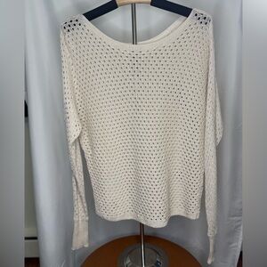 ee:some Cream Open Knit Sweater Lightweight Oversized Breathable Pullover S/M